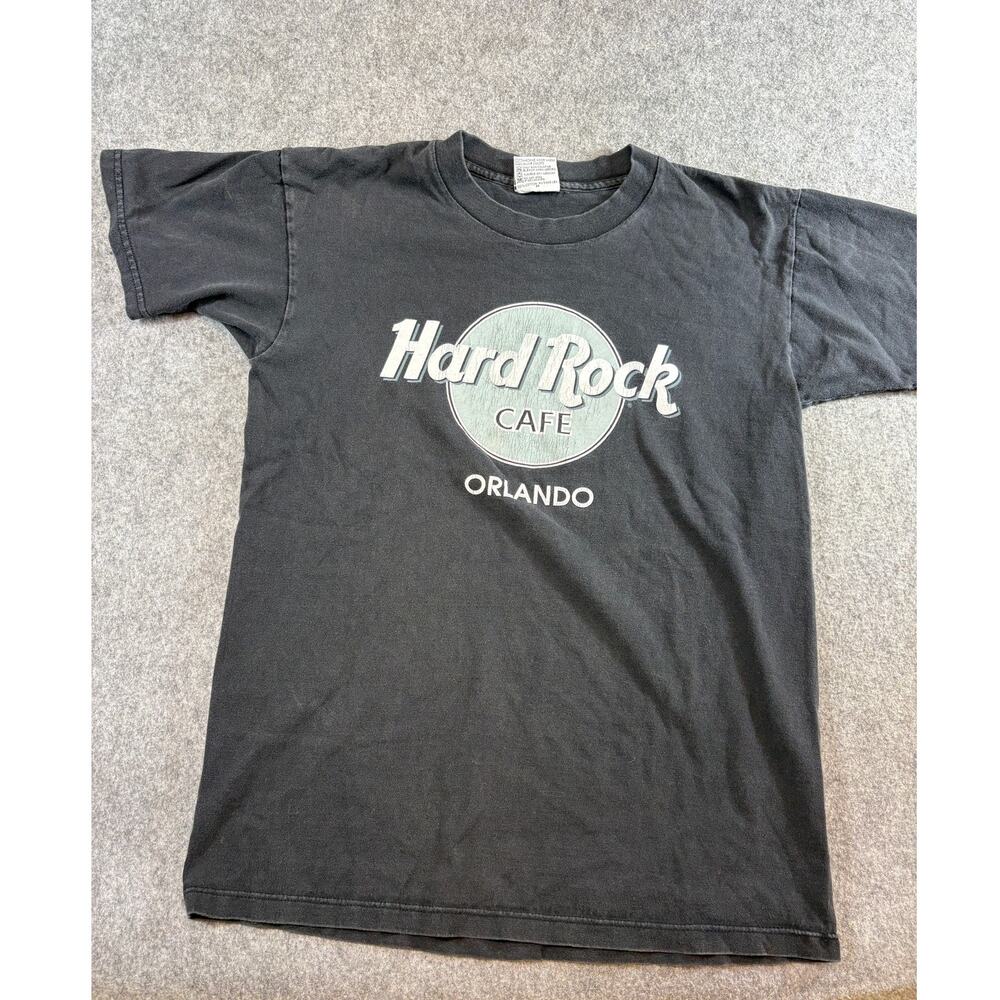 Vintage Hard Rock Cafe Orlando Graphic T Shirt Mens Small Black USA Casual Y2K